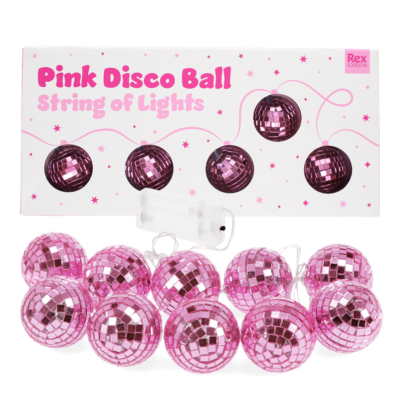 rex london String of 10 LED disco ball lights - Pink