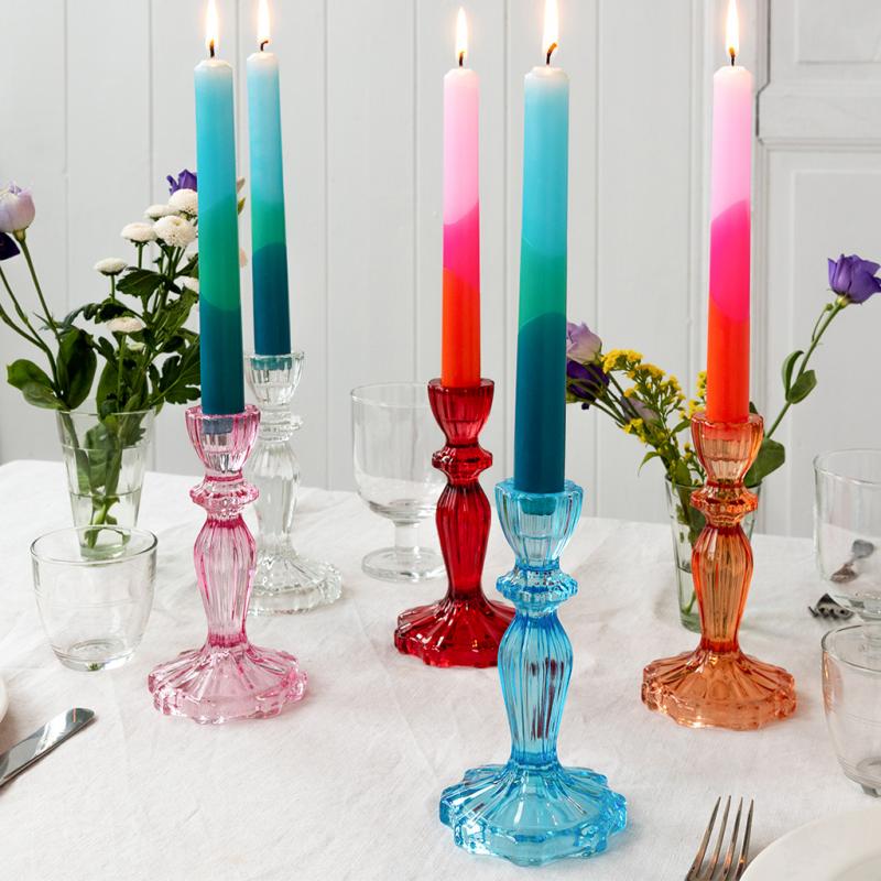 Rex London Tall Glass Candle Holder - Blue
