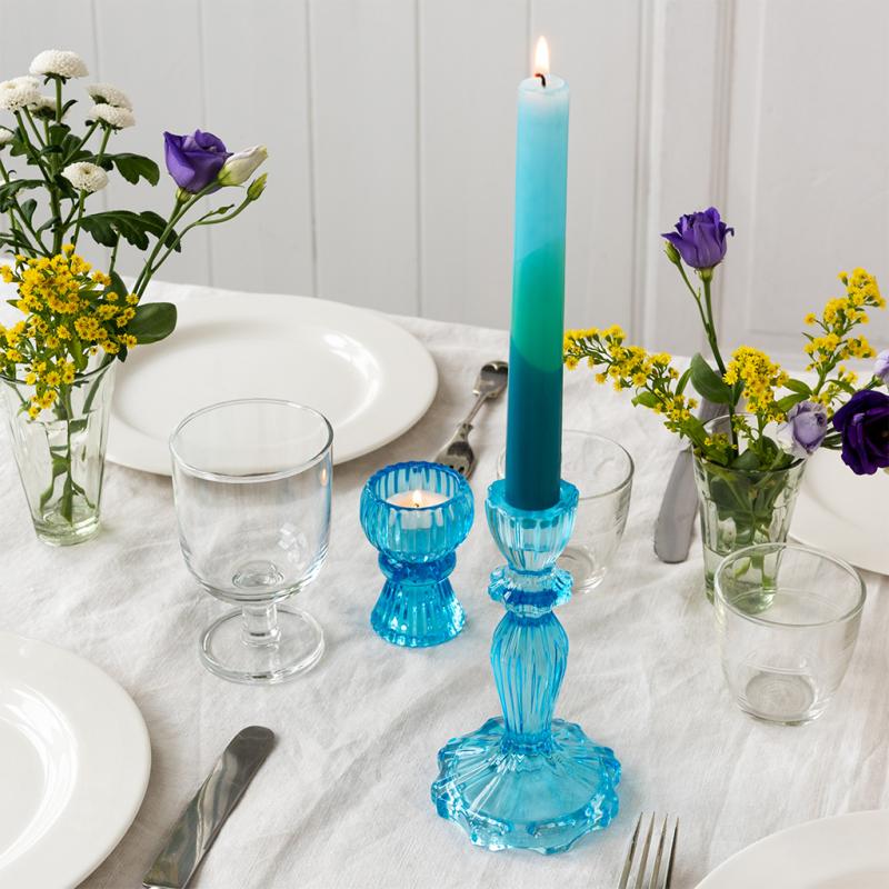 rex london Tall glass candle holder - Blue