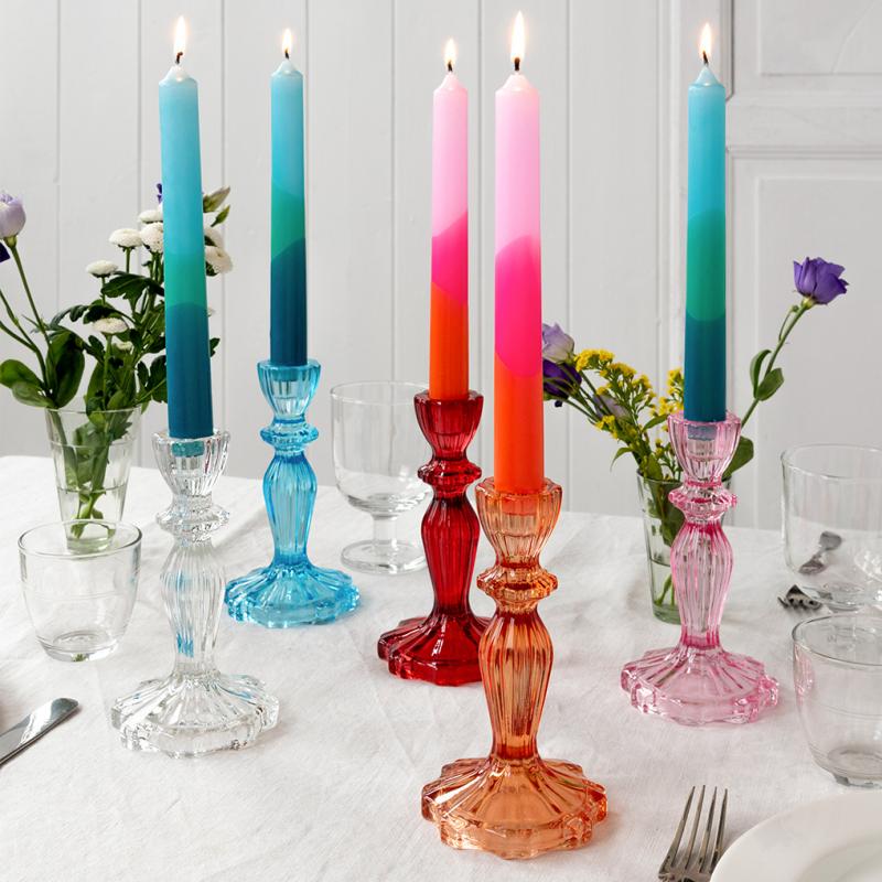 Rex London Tall Glass Candle Holder - Orange