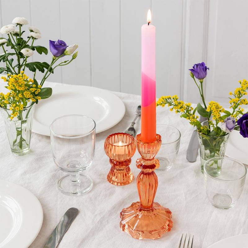 rex london Tall glass candle holder - Orange