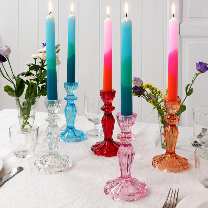 Rex London Tall Glass Candle Holder - Pink
