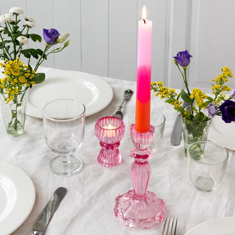 rex london Tall glass candle holder - Pink