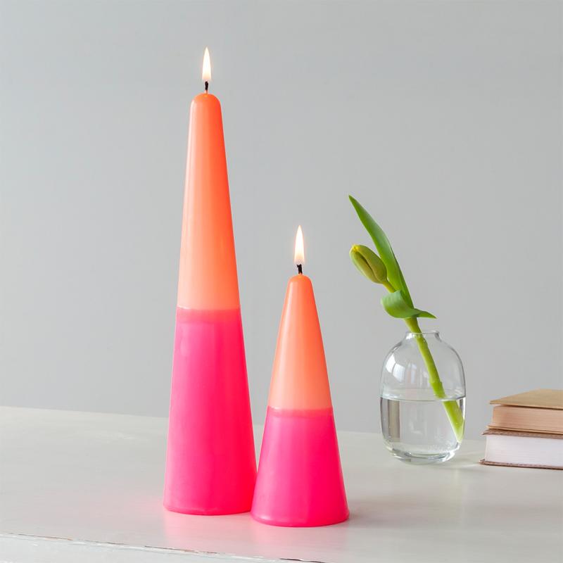 Rex London Tall Two-colour Cone Candle - Pink-orange