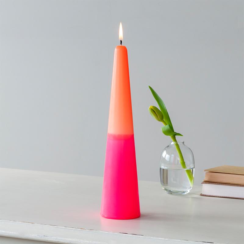 rex london Tall two-colour cone candle - Pink-orange