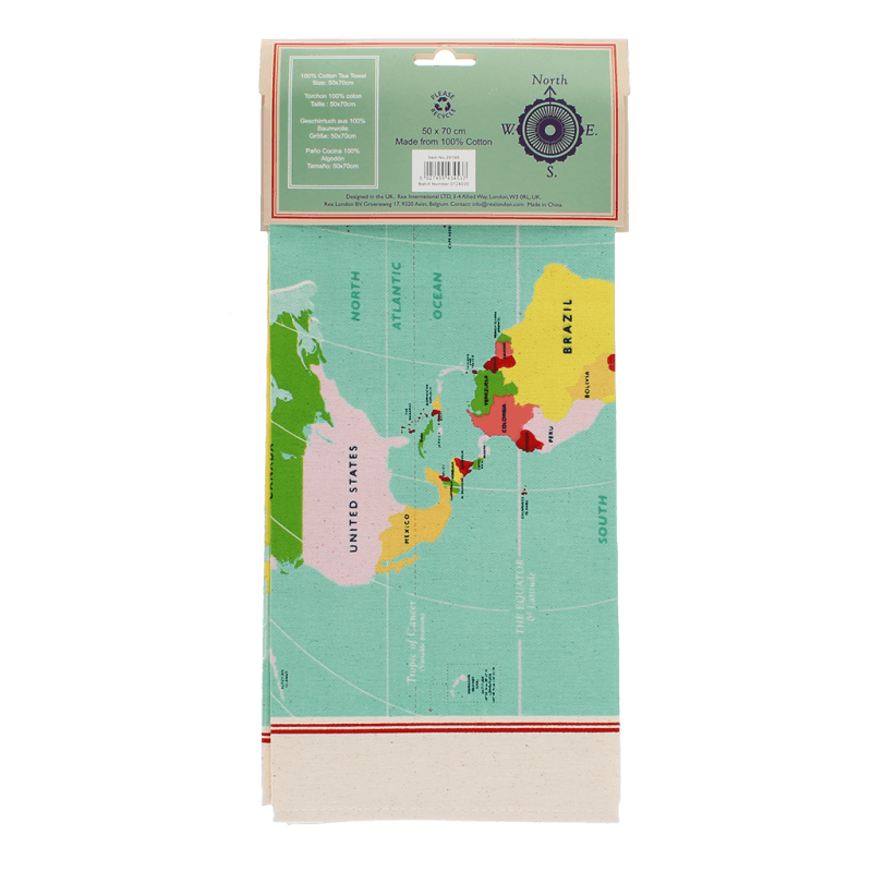 Rex London Tea Towel - World Map