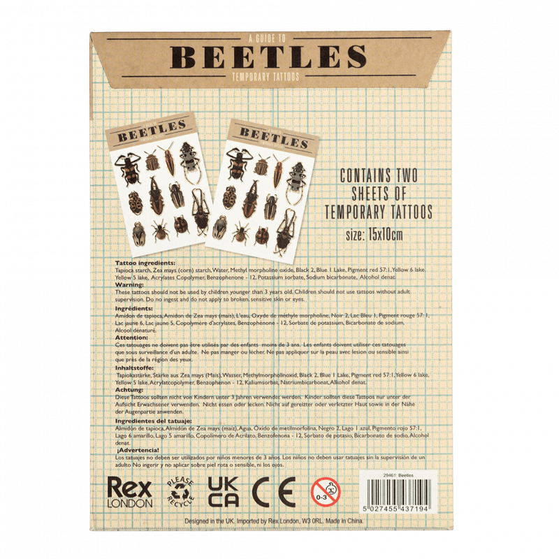 Rex London Temporary Tattoos - Beetles