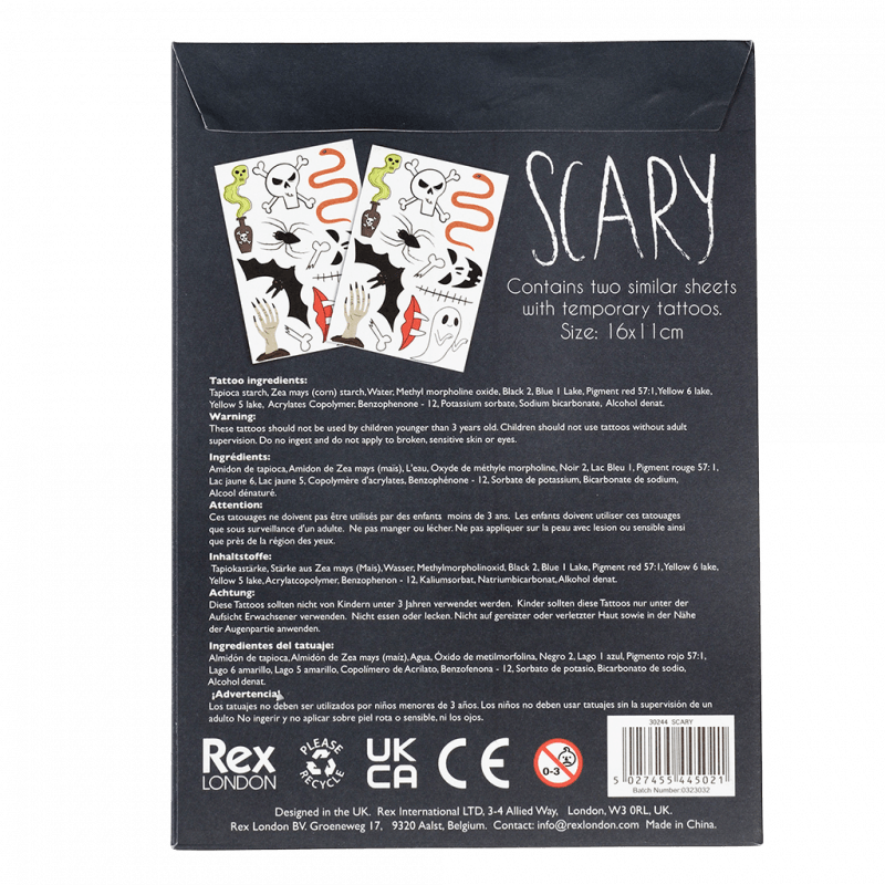 Rex London Temporary Tattoos - Scary