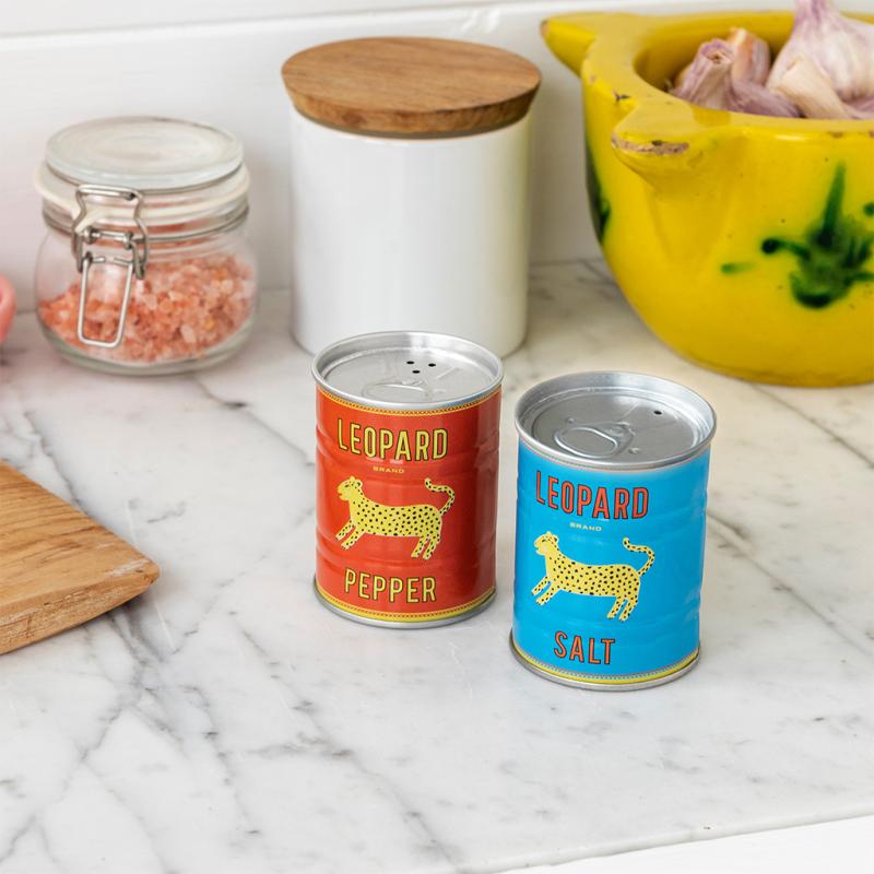 rex london Tin salt and pepper shakers - LEOPARD