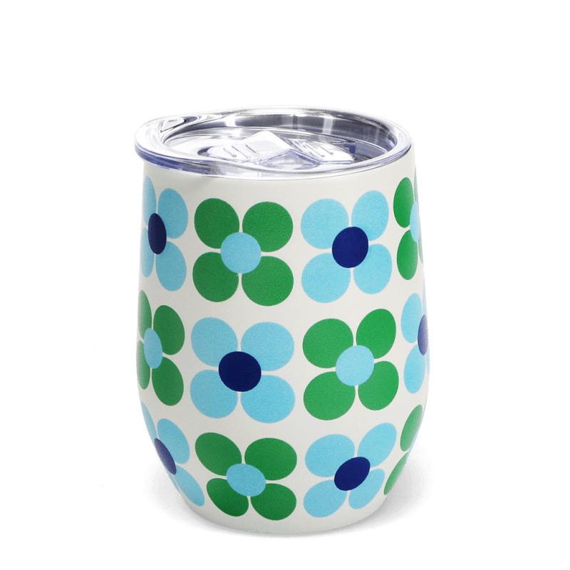 Rex London Travel Cup 350ml - Blue And Green Daisy