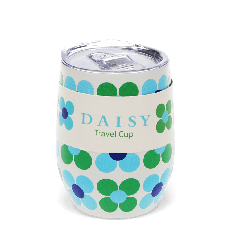 Rex London Travel Cup 350ml - Blue And Green Daisy
