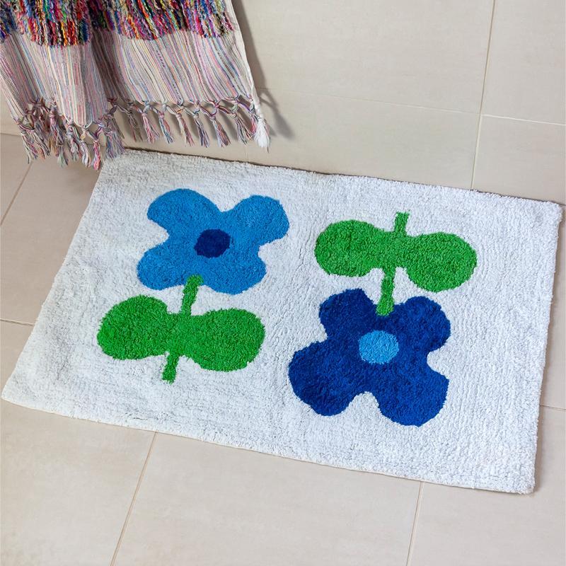 rex london Tufted cotton bath mat - Blue flowers
