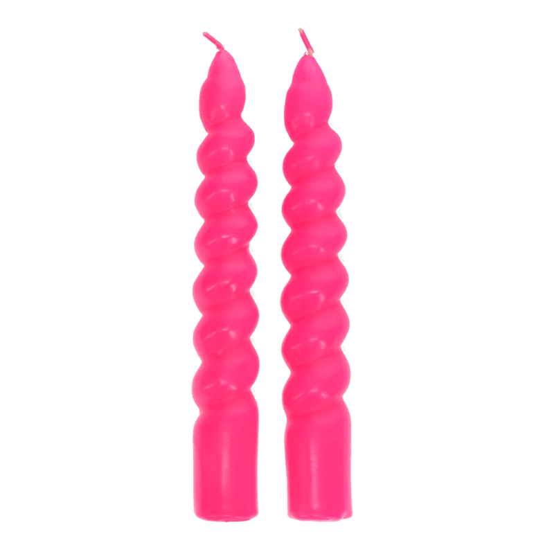 Rex London Twisted Candles (pack Of 2) - Bright Pink