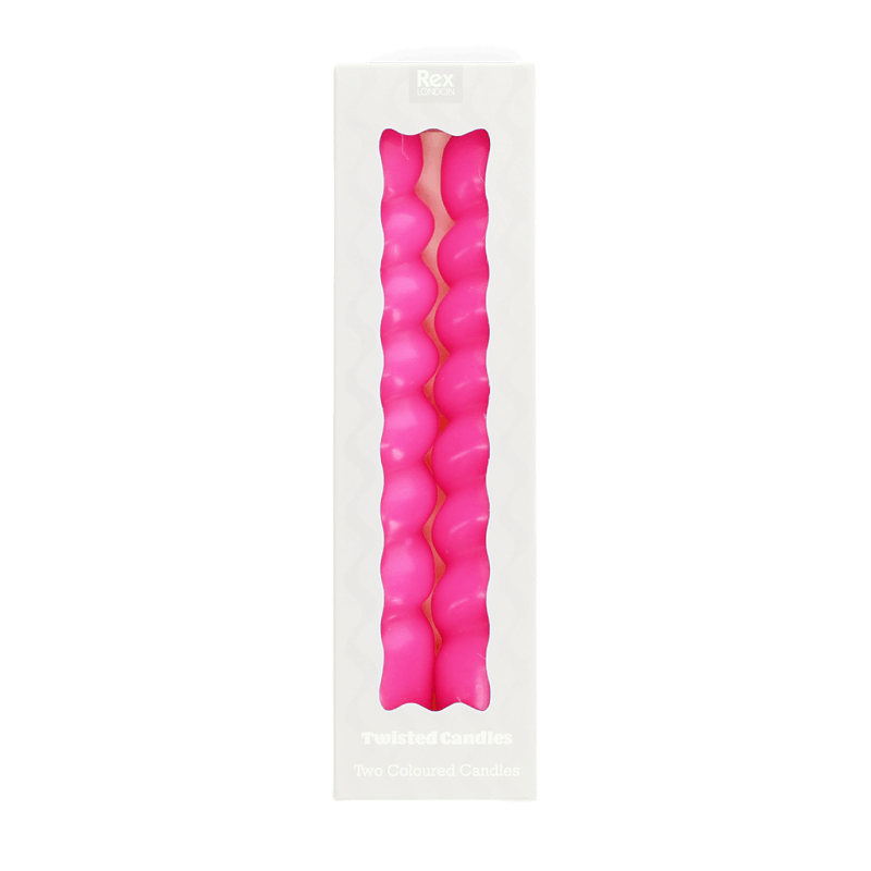 Rex London Twisted Candles (pack Of 2) - Bright Pink