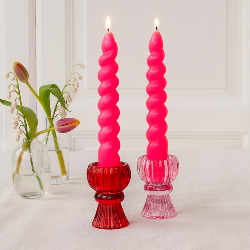 rex london Twisted candles (pack of 2) - Bright pink