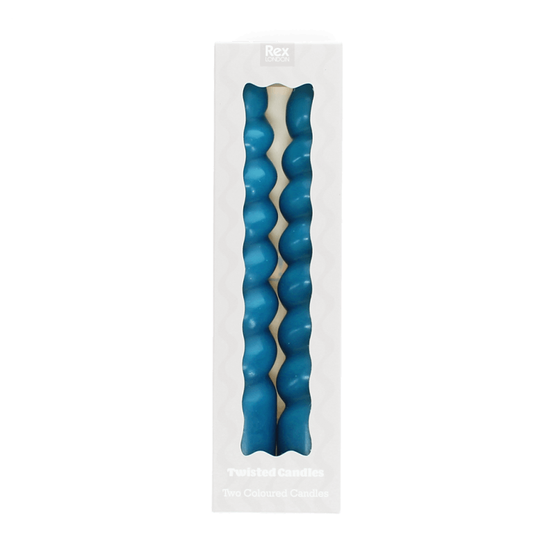 Rex London Twisted Candles (pack Of 2) - Dark Blue