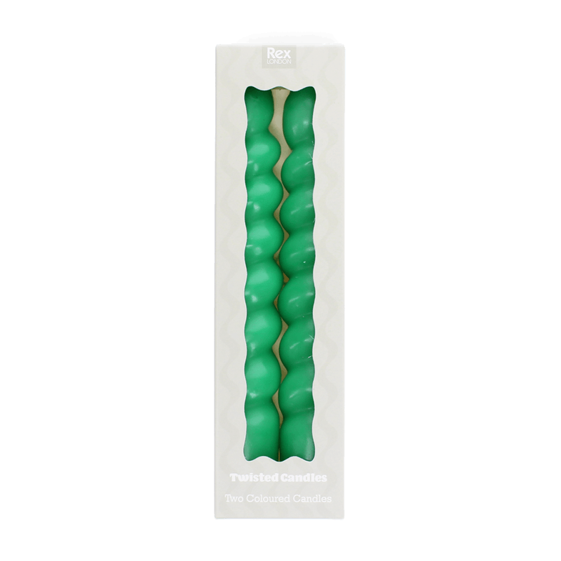 Rex London Twisted Candles (pack Of 2) - Dark Green