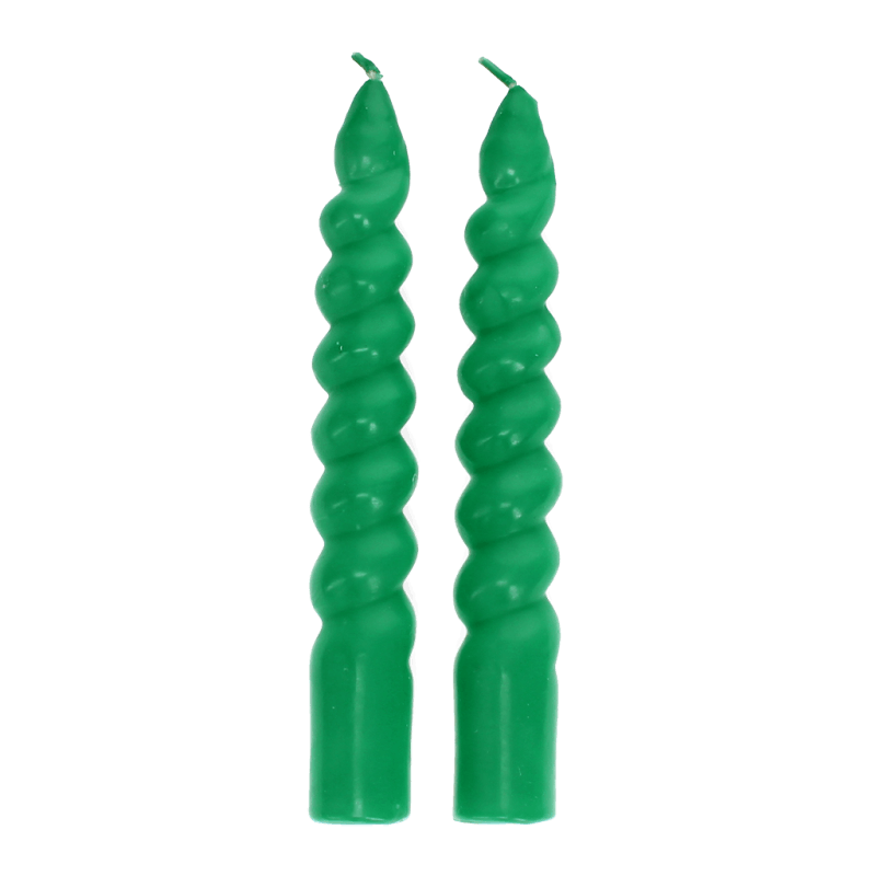 Rex London Twisted Candles (pack Of 2) - Dark Green