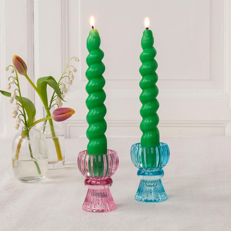 Rex London Twisted Candles (pack Of 2) - Dark Green