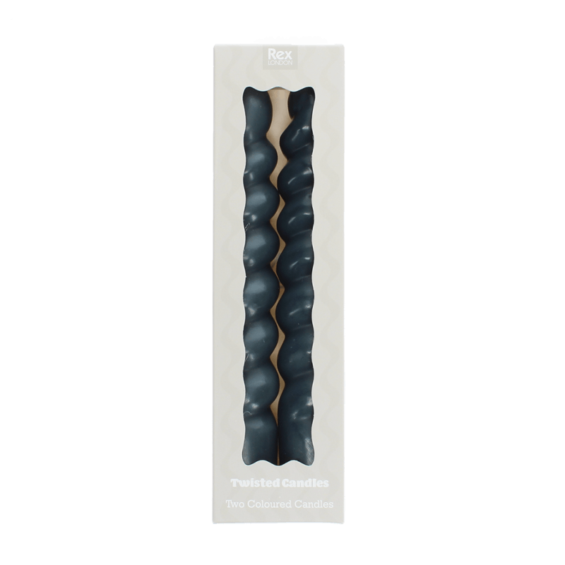 Rex London Twisted Candles (pack Of 2) - Dark Grey