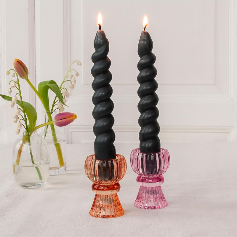 rex london Twisted candles (pack of 2) - Dark grey