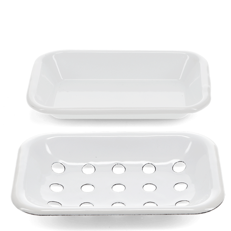 Rex London Two-part Enamel Soap Dish - White