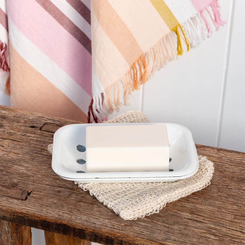 rex london Two-part enamel soap dish - White