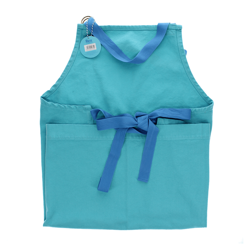Rex London Two-tone Utility Apron - Aqua Blue
