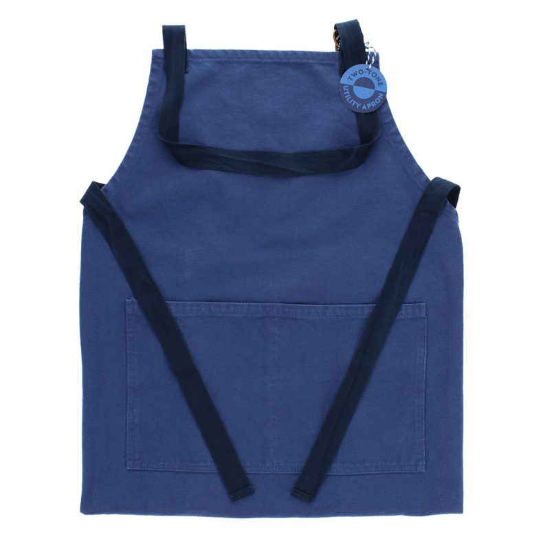 Rex London Two-tone Utility Apron - Indigo Blue