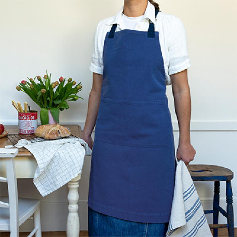 rex london Two-tone utility apron - Indigo blue