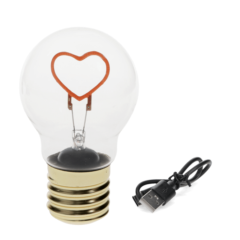 Rex London USB Rechargeable Light Bulb Lamp - Heart