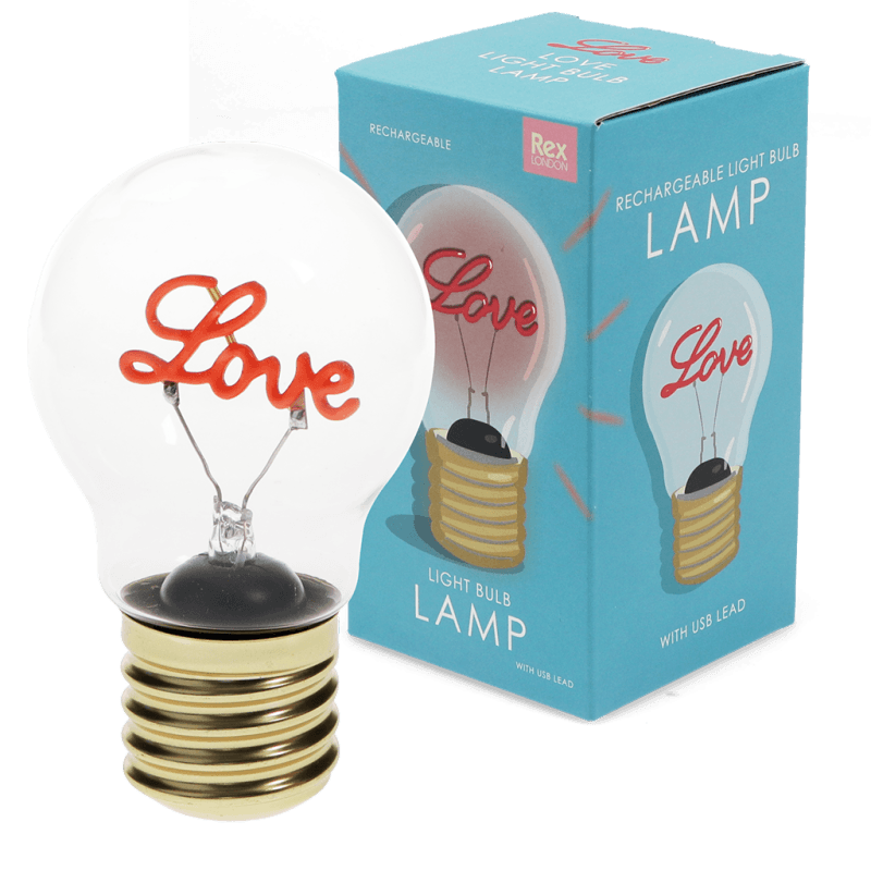 Rex London USB Rechargeable Light Bulb Lamp - Love