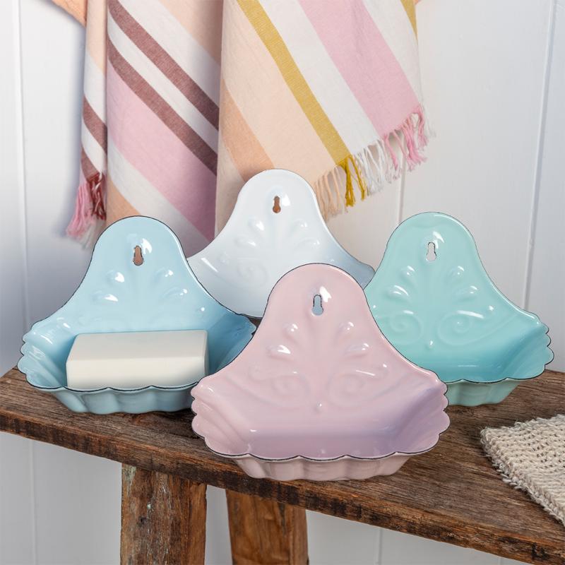 Rex London Wall-mounted Enamel Soap Dish - Pink