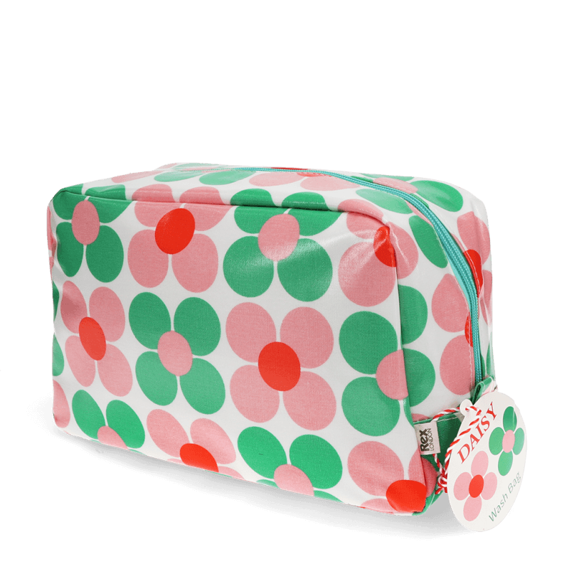Rex London Wash Bag - Pink And Green Daisy