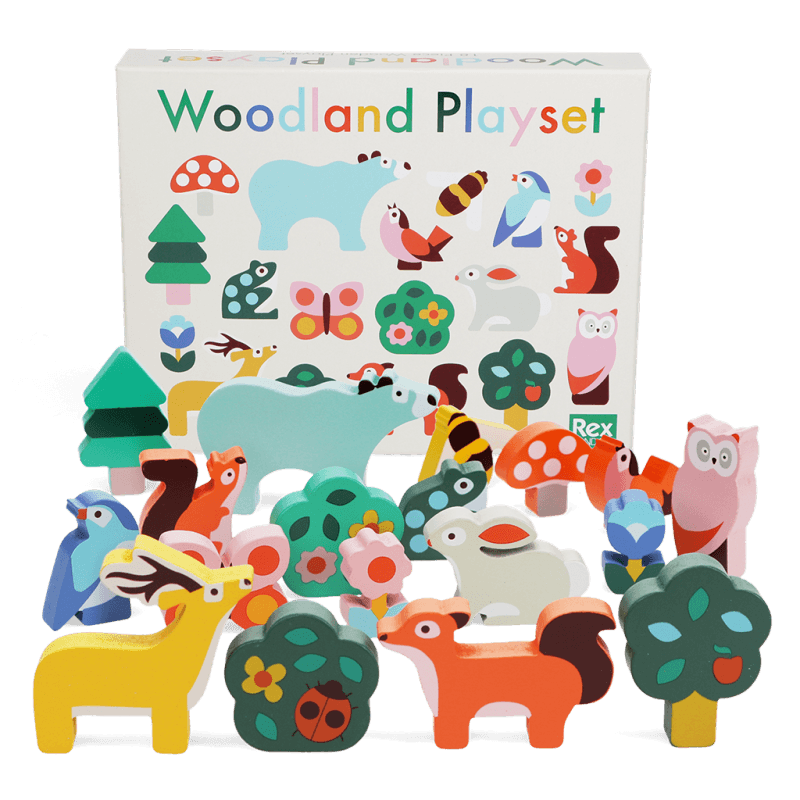 Rex London Wooden Animal Playset - Woodland