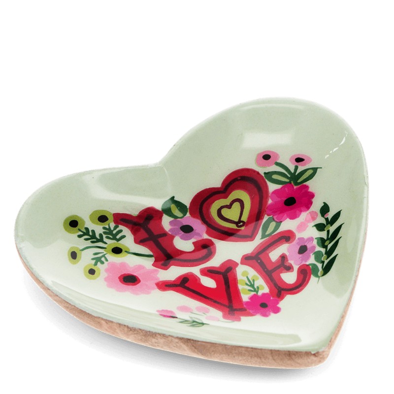 Rex London Wooden Heart-shaped Trinket Dish - Love