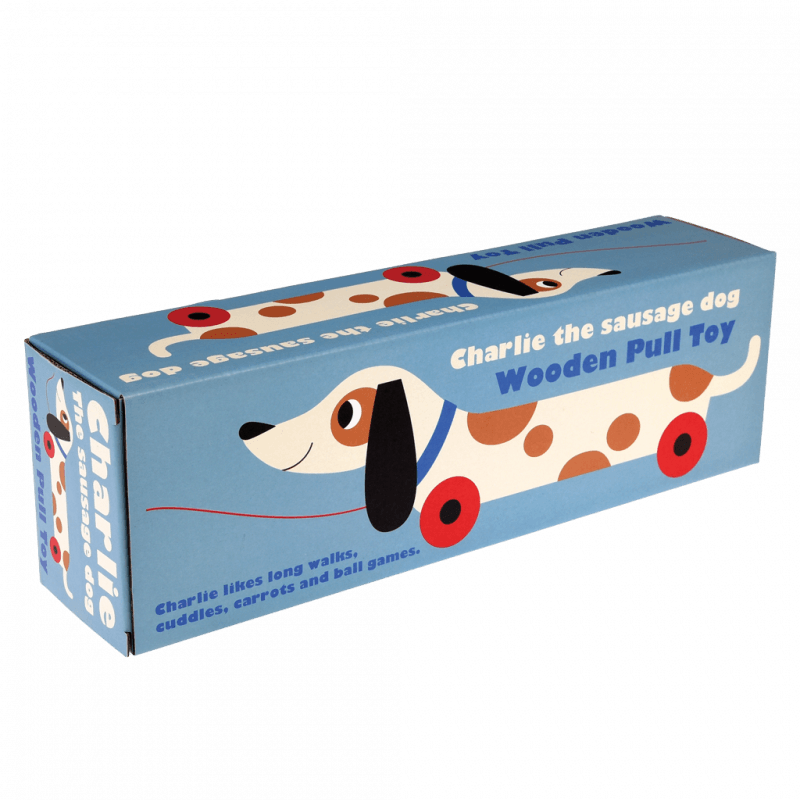 Rex London Wooden Pull Toy - Charlie The Sausage Dog