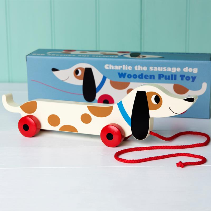 rex london Wooden pull toy - Charlie the Sausage Dog