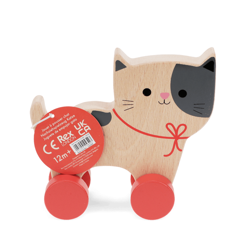 Rex London Wooden Push Along Toy - Cat