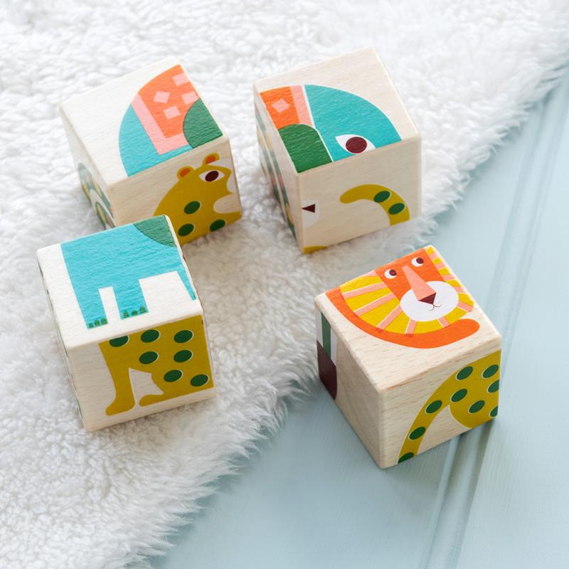 rex london Wooden puzzle cubes - Wild Wonders