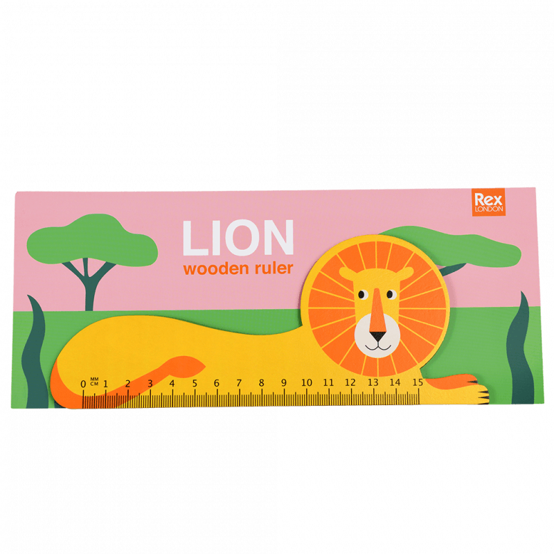 Rex London Wooden Ruler - Lion