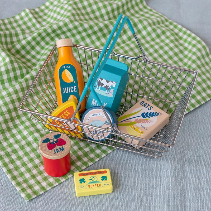 rex london Wooden shopping playset with basket