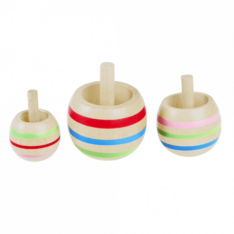 Rex London Wooden Spinning Tops (set Of 3)