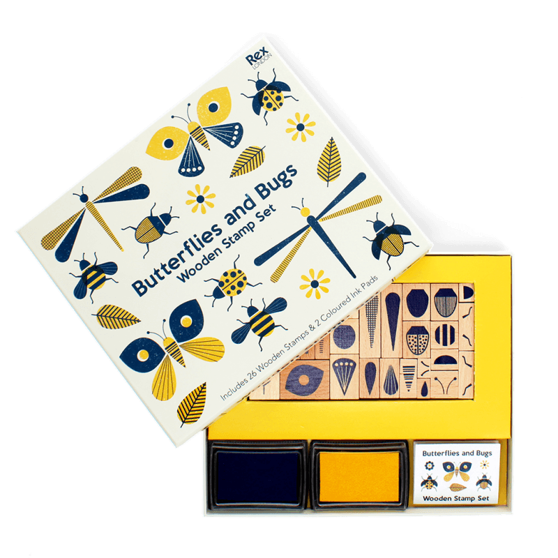 Rex London Wooden Stamp Set - Butterflies And Bugs