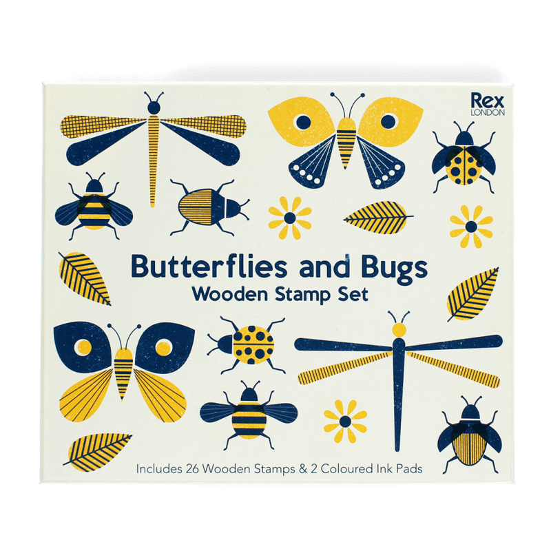 Rex London Wooden Stamp Set - Butterflies And Bugs