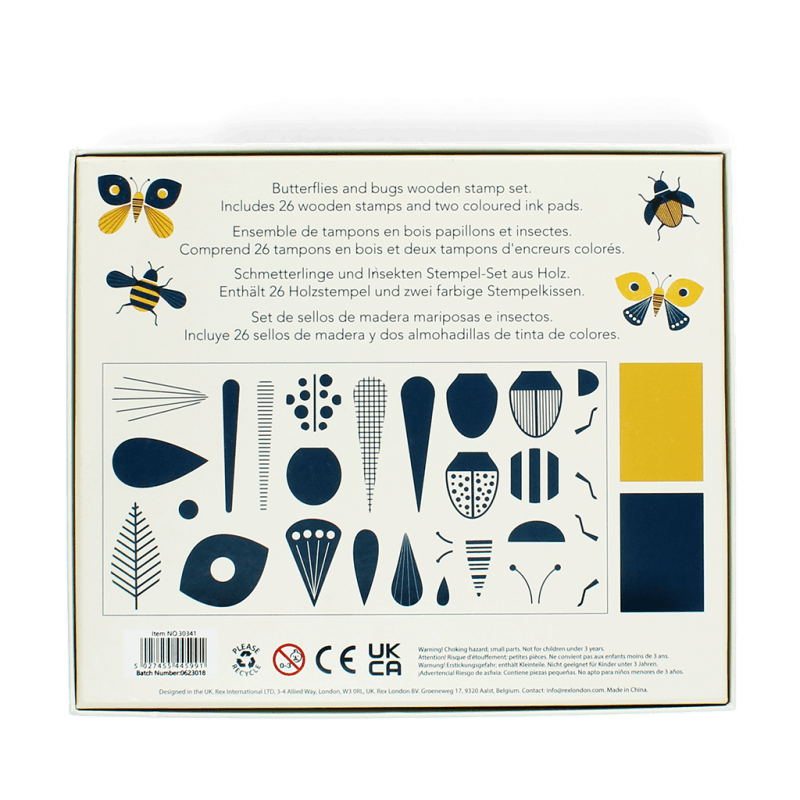Rex London Wooden Stamp Set - Butterflies And Bugs