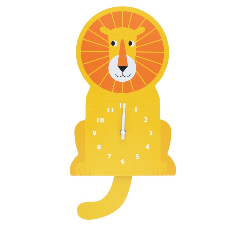 Rex London Wooden Wall Clock With Pendulum - Lion