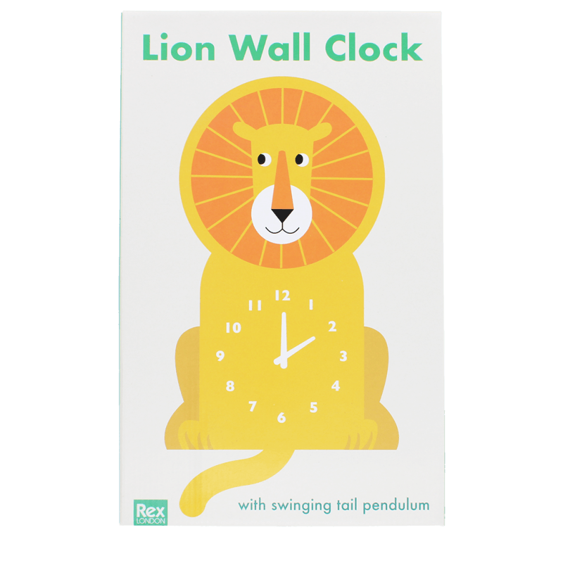 Rex London Wooden Wall Clock With Pendulum - Lion