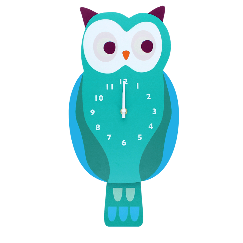 Rex London Wooden Wall Clock With Pendulum - Owl