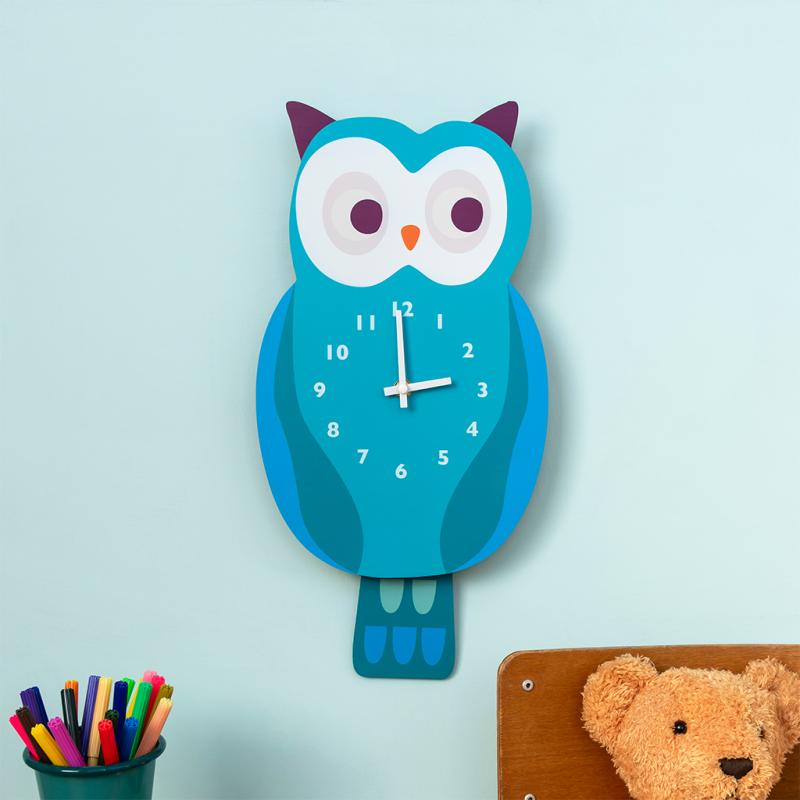 rex london Wooden wall clock with pendulum - Owl